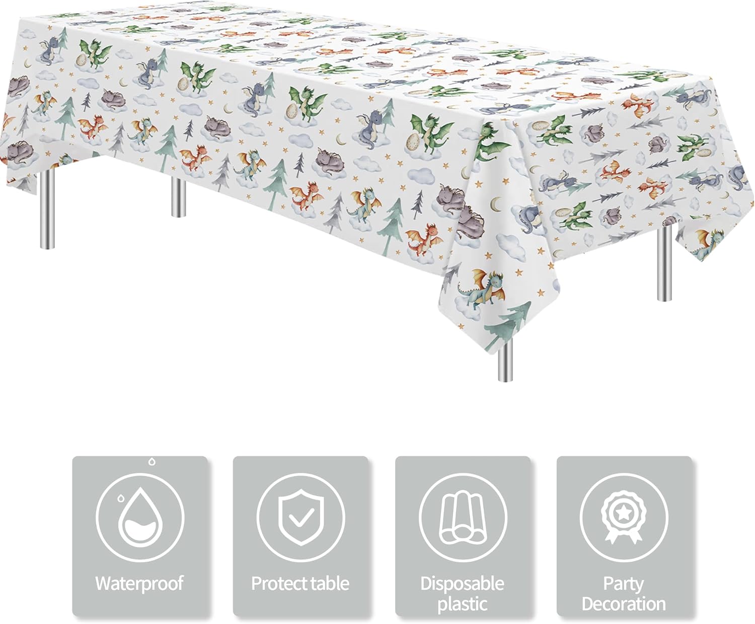 Dragon Birthday Tablecloth 3 Pack 86in x 55in