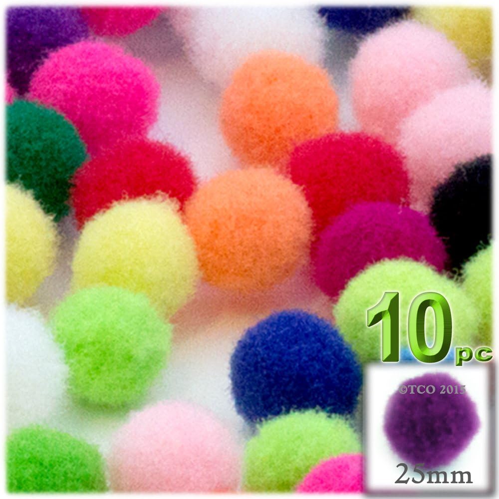 The Crafts Outlet 10-Piece Multi Purpose Pom Poms Neon Green 25mm