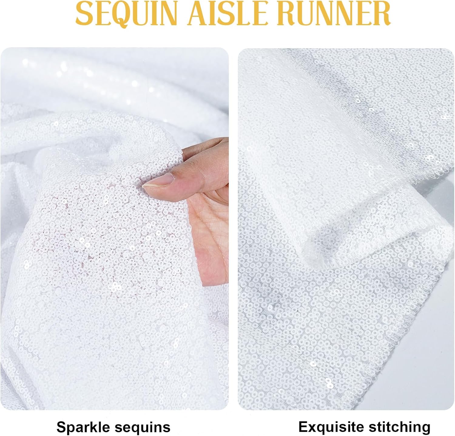 PartyDelight Sequin Wedding Aisle Runner 2FTx15FT Sparkly Carpet Decor