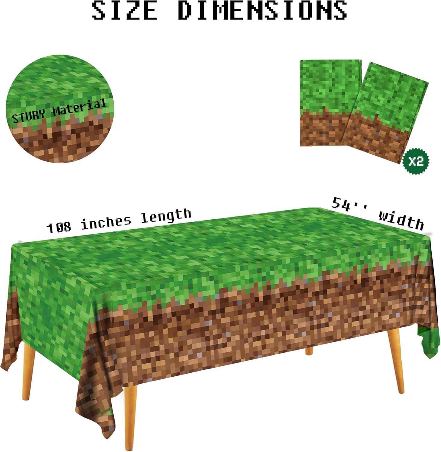 Pixel Party Favors Bulk Set - 12 Pcs Goodie Bags and 2 Pcs Tablecloth for Mining Birthday Party 1