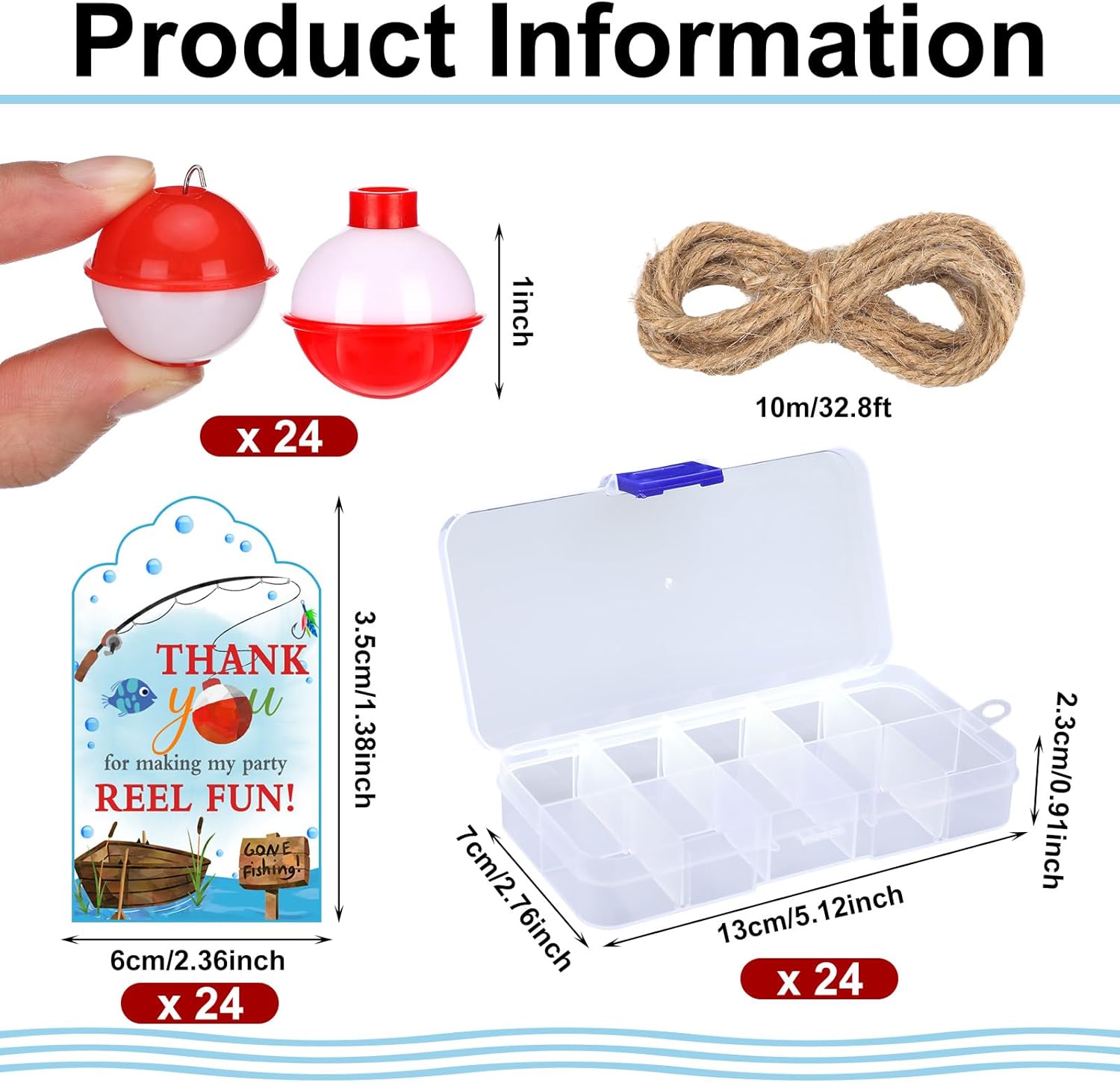 Wonderjune 24 Piece Fishing Party Favor Set