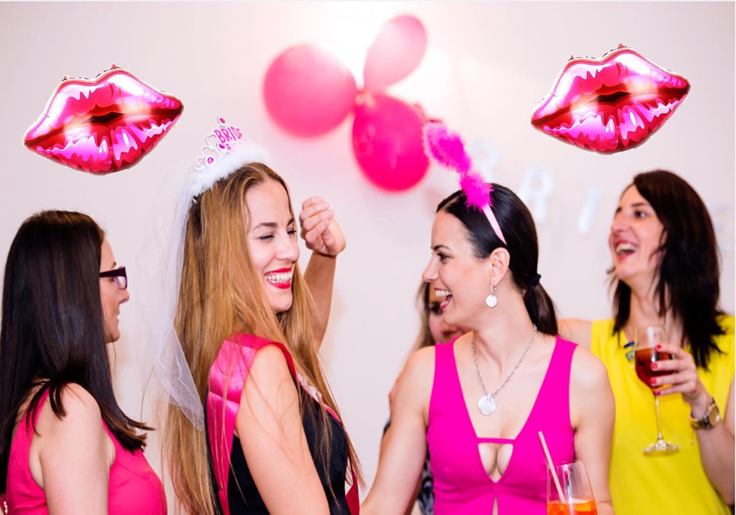 3Pcs Red Lips Foil Balloons Engagement Party Decor