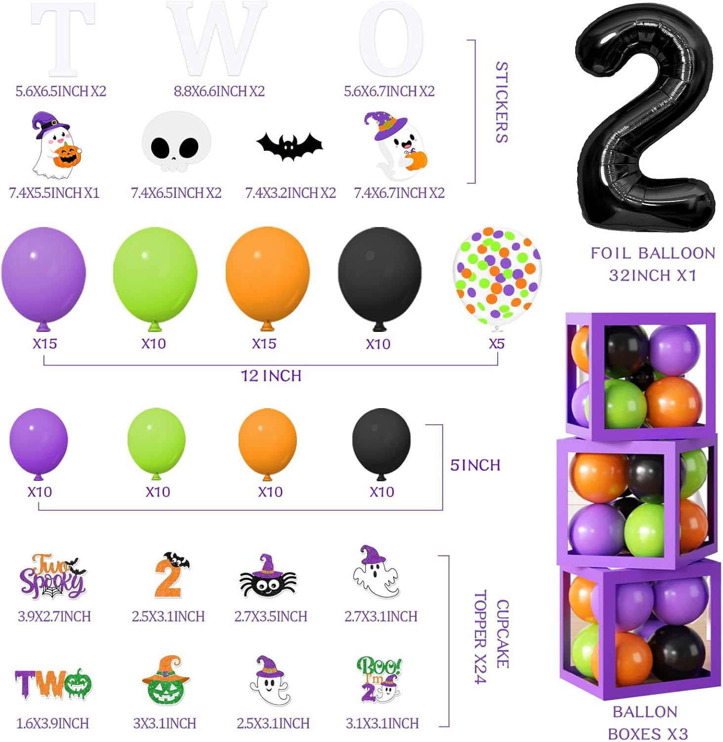 Halloween 2nd Birthday Decorations 164pcs Boo Im Two Party Kit