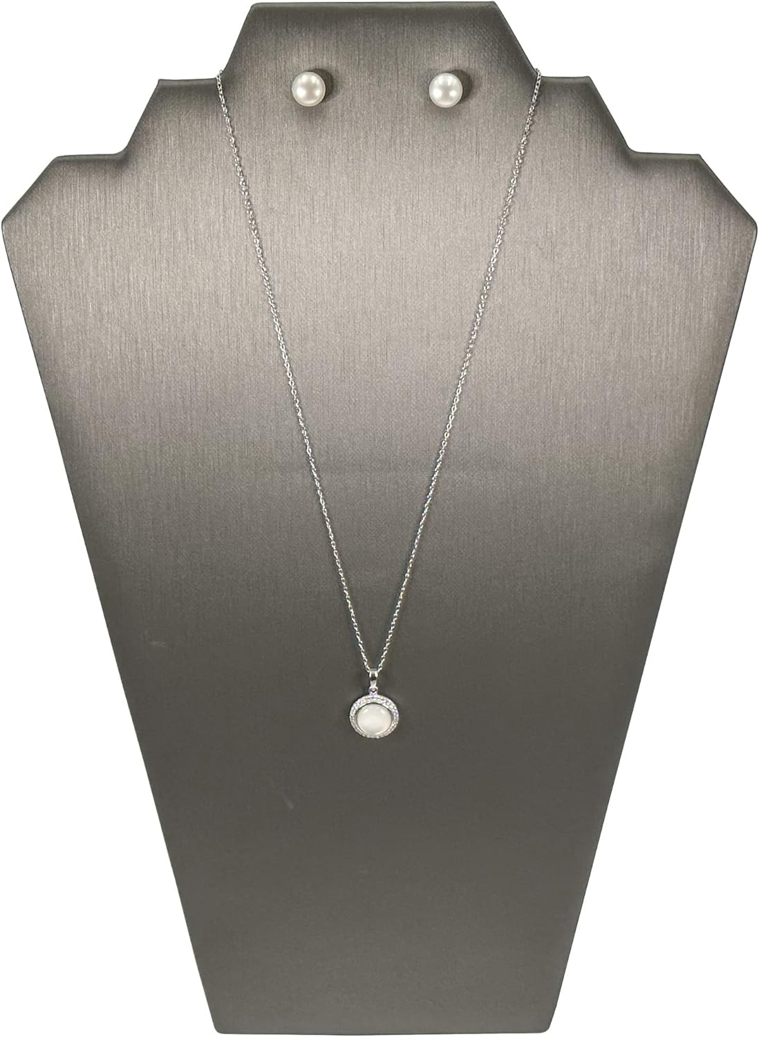 N NicePackaging Special Edition Steel Grey Leatherette 2-Notch Necklace Display 5 Pack
