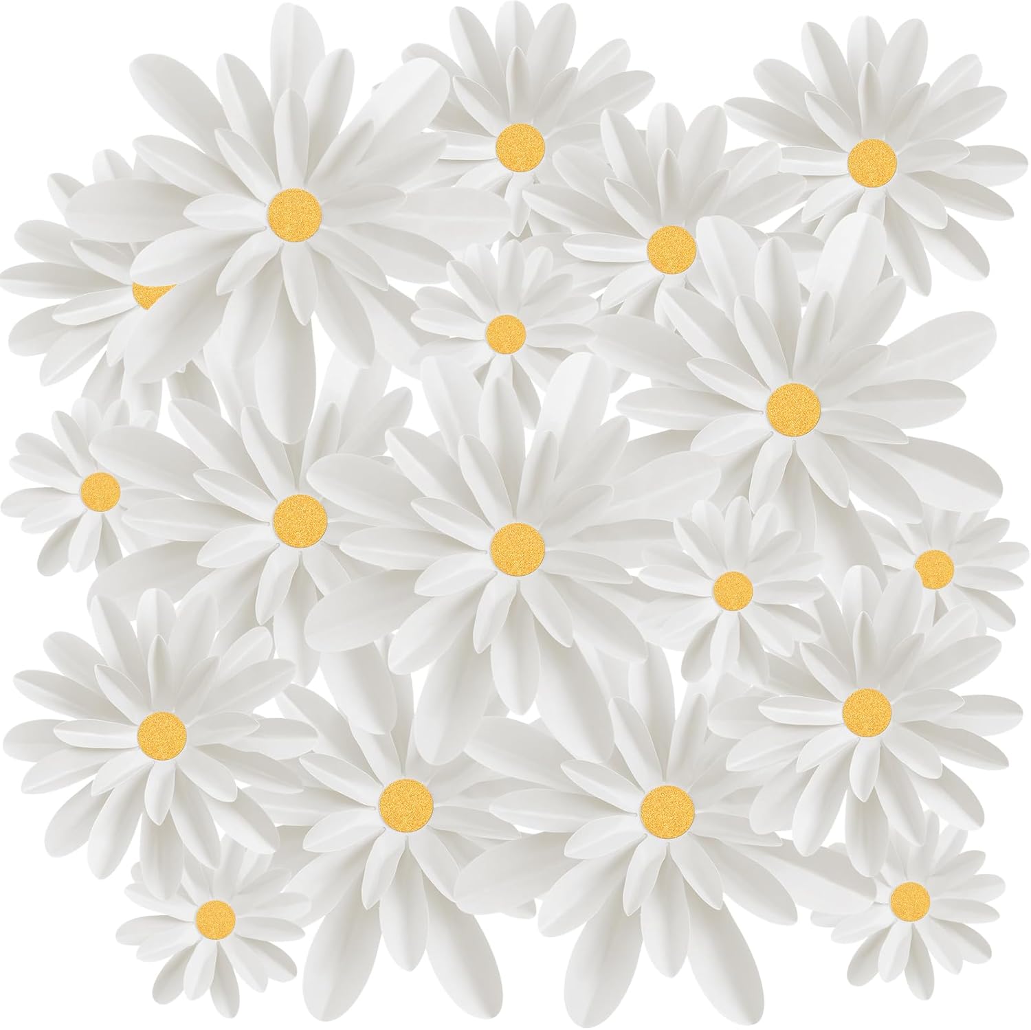 MotiMind 18 Pcs 3D Paper Flowers for Bulletin Board Decorations White Color