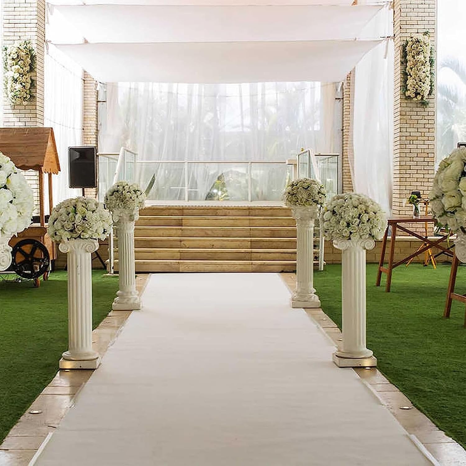 White Wedding Aisle Runner Rug 2mm Thick 1x30m Non-Slip Carpet