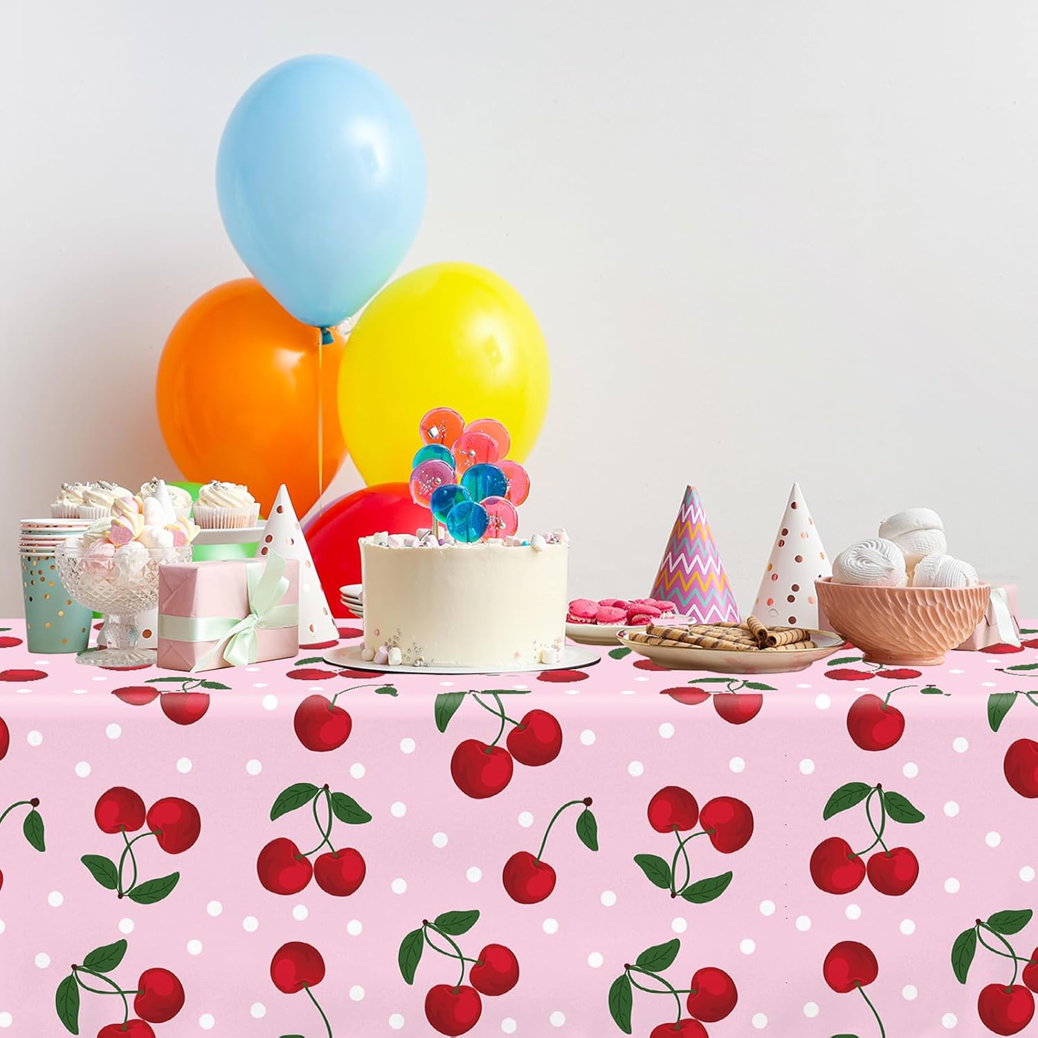 Cherry Themed Tablecloths for Birthday and Baby Shower