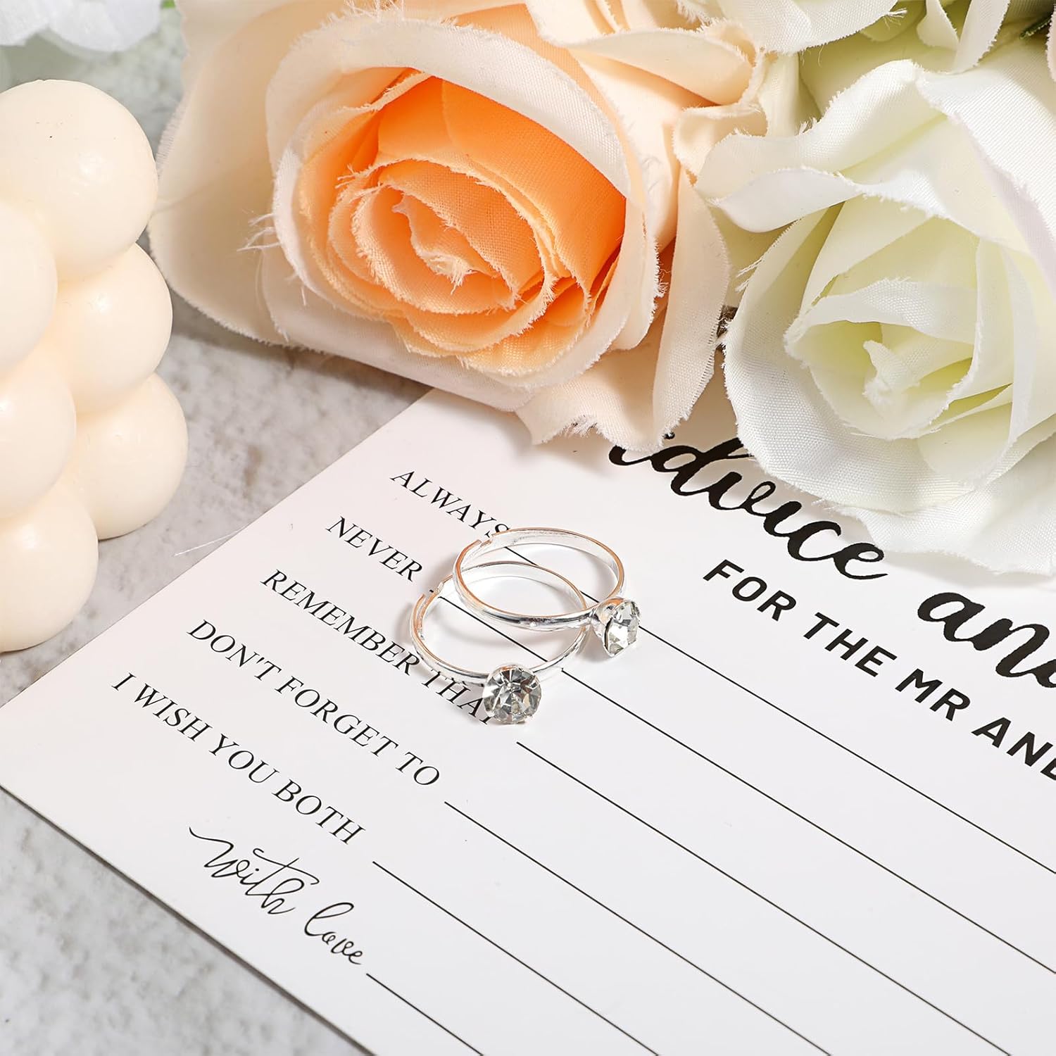 36 Packs Fake Diamond Rings for Bridal Shower Decorations