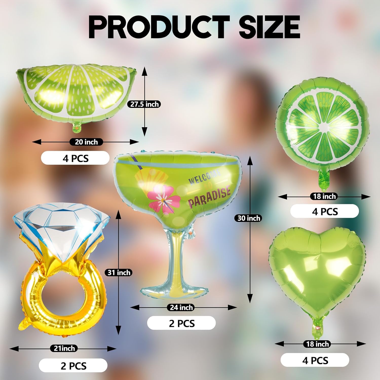 16 Pcs Margarita Bachelorette Balloons Wedding Decor
