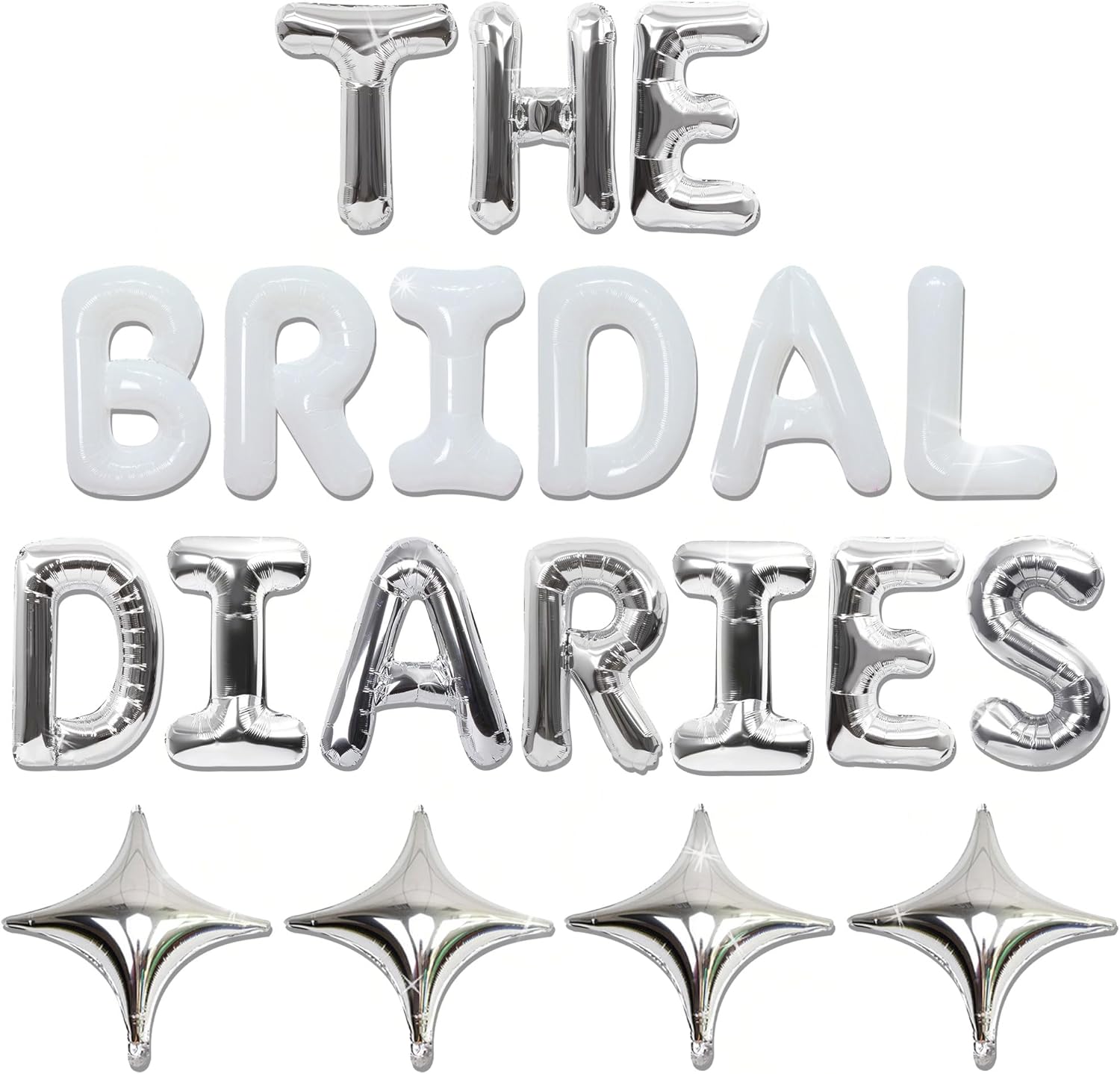 Bridal Diaries Silver Balloons Banner Decor
