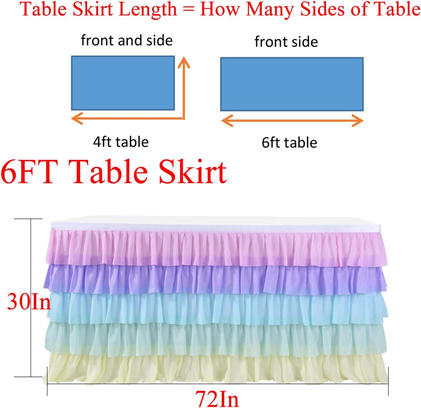 HB HBB MAGIC Unicorn Rainbow Table Skirt for 6ft Rectangle Table