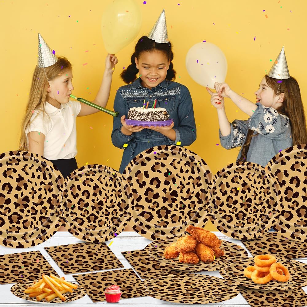 140Pcs Leopard Print Party Tableware Set for 20 Guests