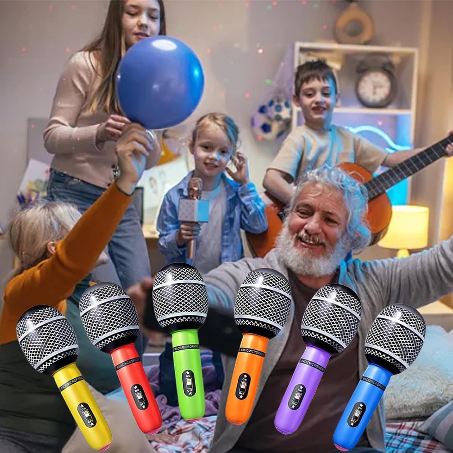 12PCS Inflatable Microphones Assorted Colors