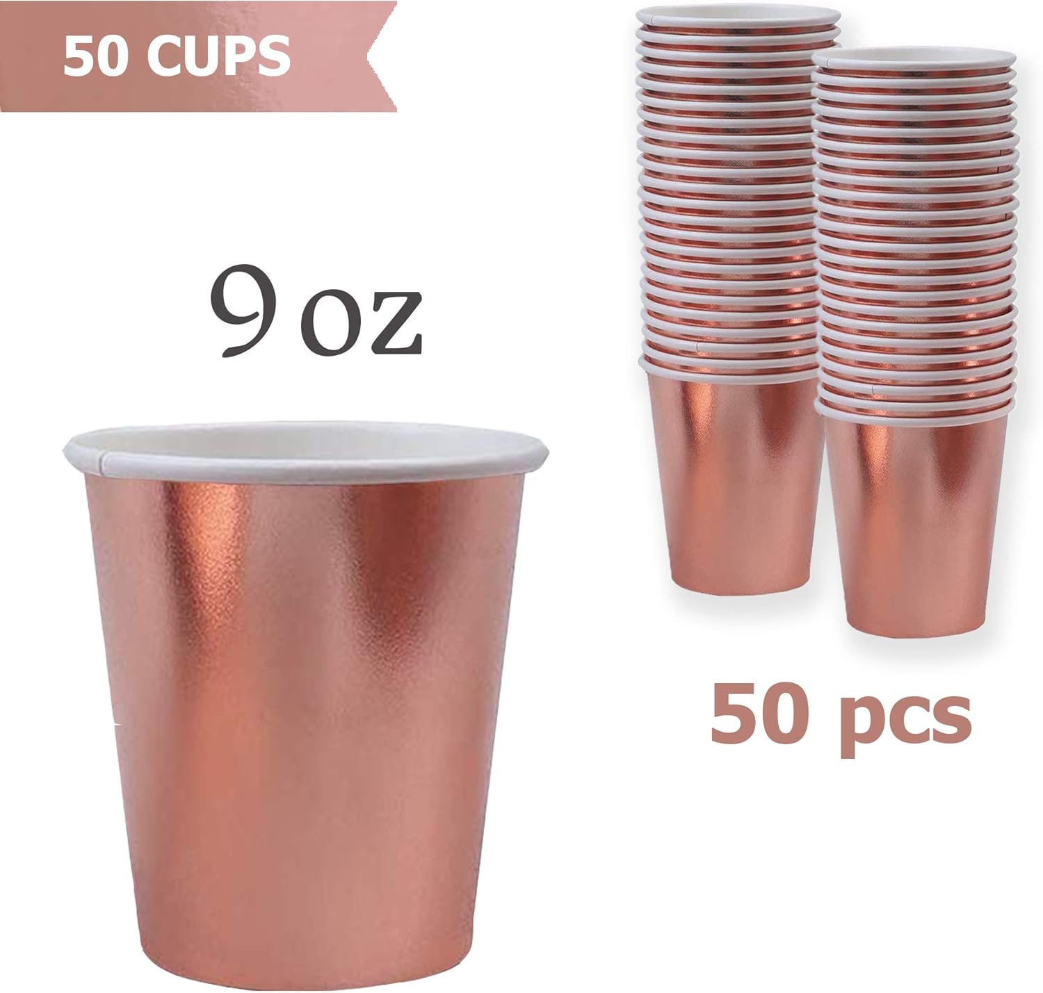 Rose Gold Party Supplies for 50 Guests