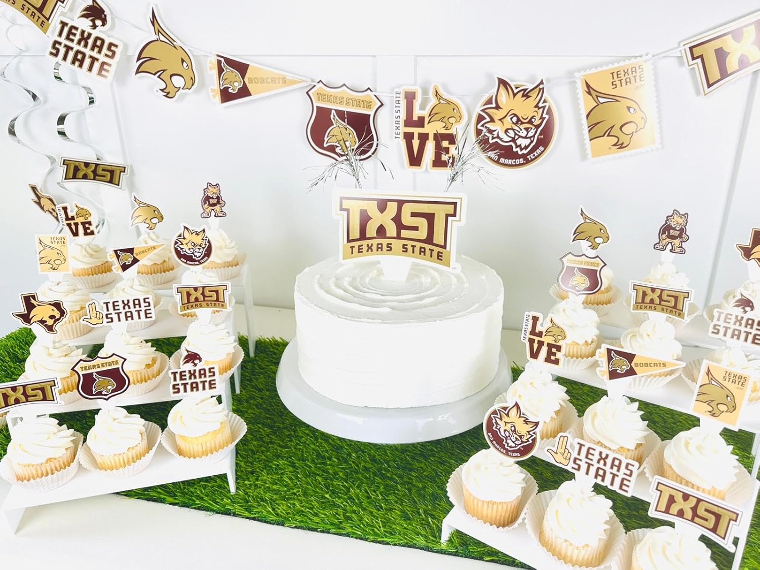 Texas State Party Supplies for TXST Football Birthday Graduation Decor 42 Pieces Texas State Bobcats