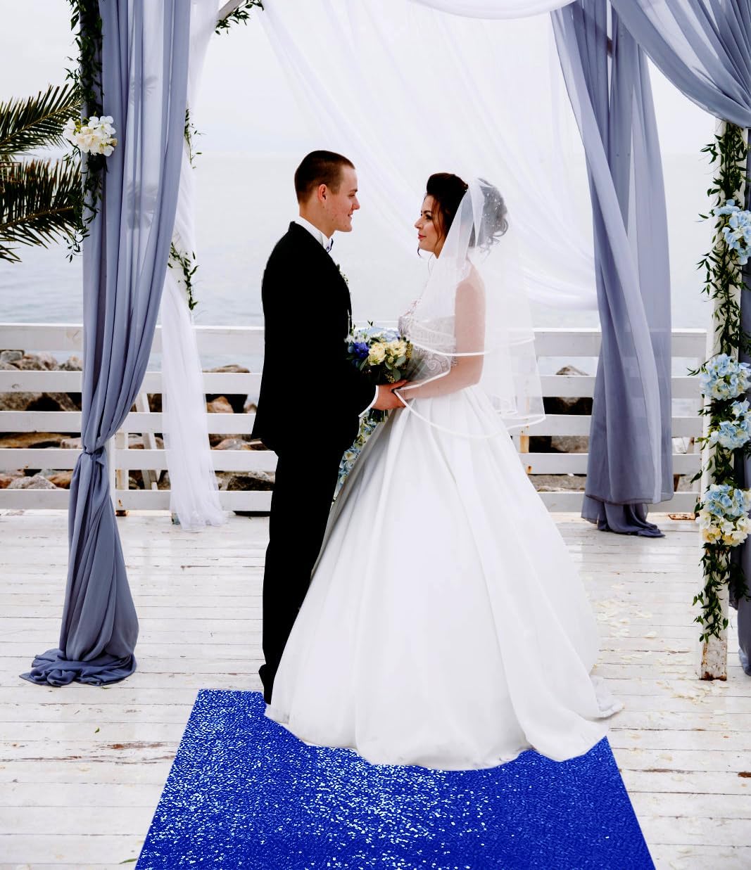 Royal Blue Sequin Aisle Runner 3FTx15FT Wedding Carpet