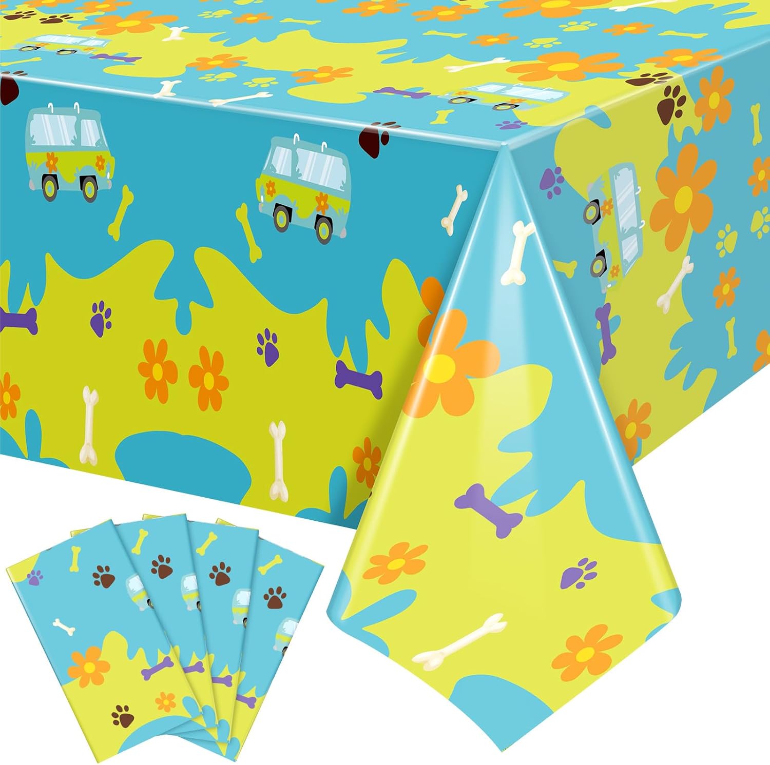 4 Pcs Cartoon Dog Tablecloth Set for Birthday Parties and Baby Showers