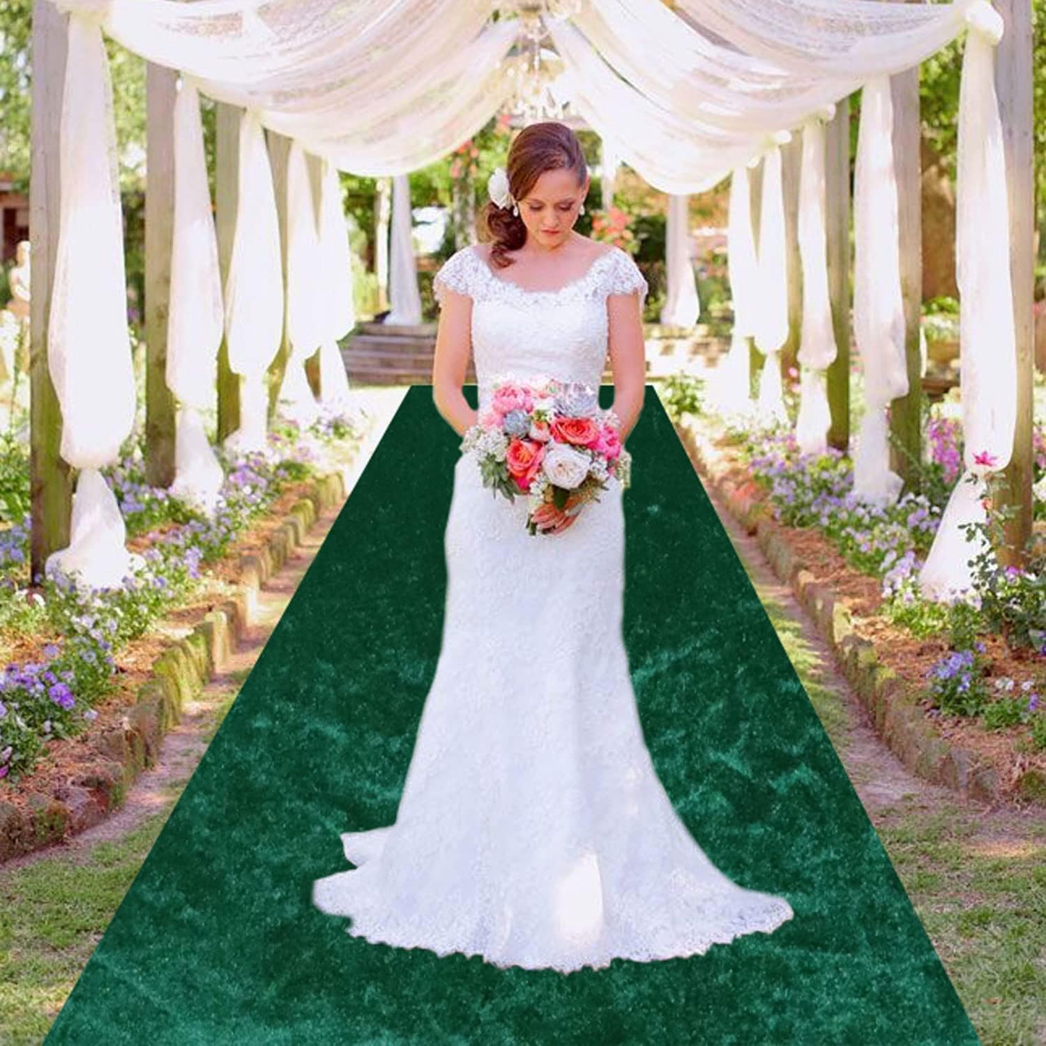 MODFUNS Emerald Green Aisle Runner Rug for Wedding Ceremony 4x15 FT