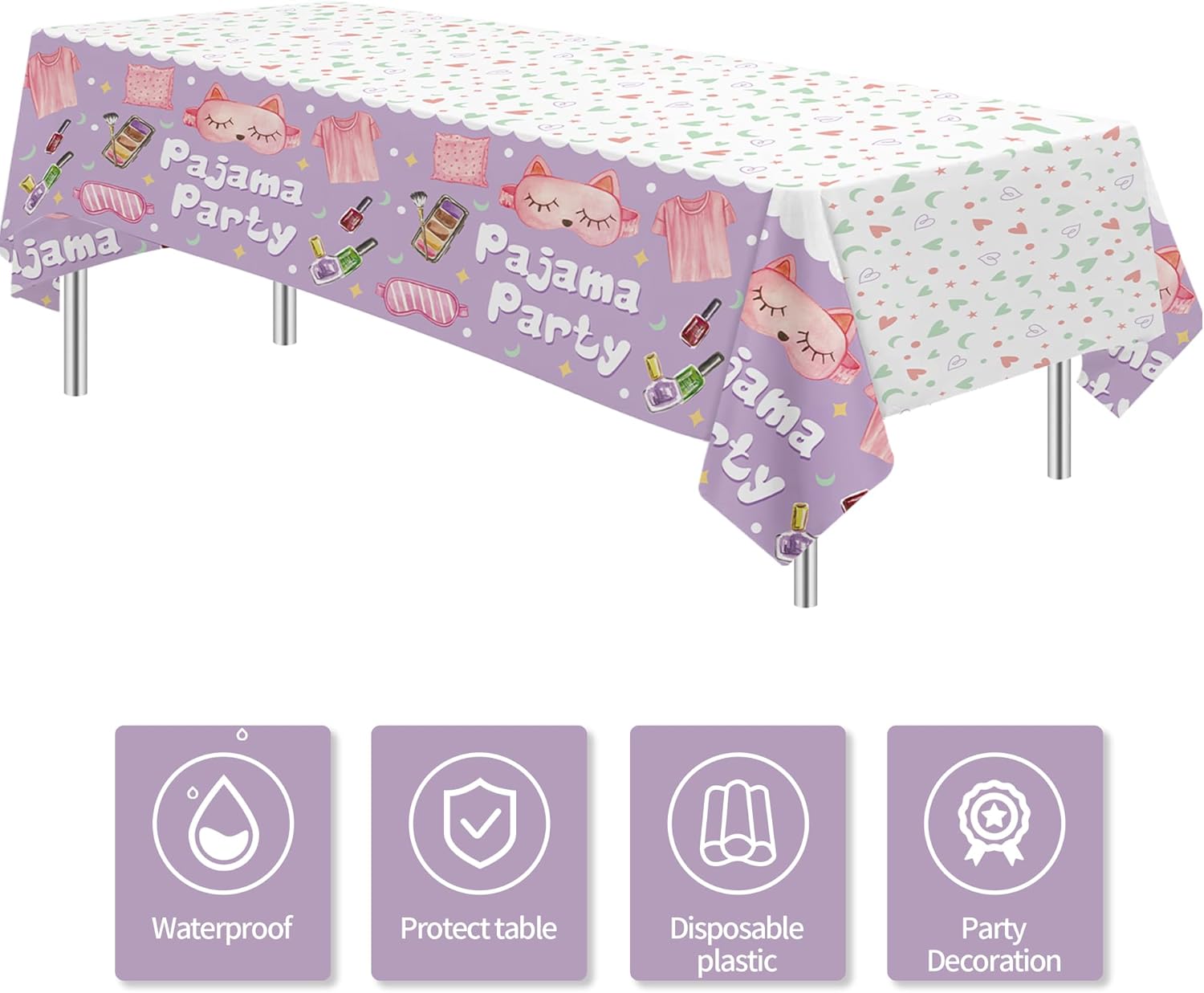 Sleepover Party Supplies Tablecloth 3 Pack