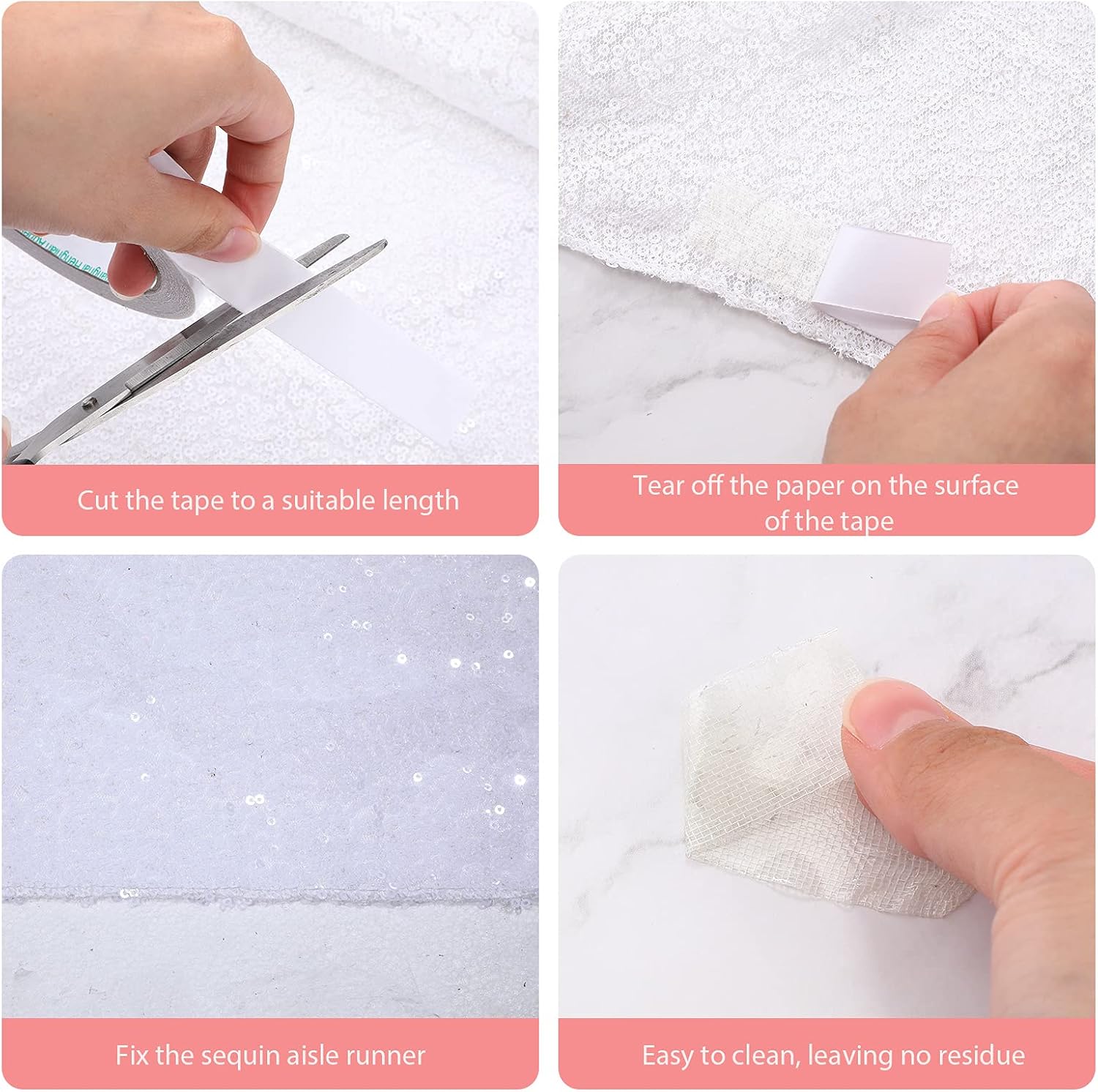Irenare Glitter Sequin Aisle Runner Rug 2x15 Feet White