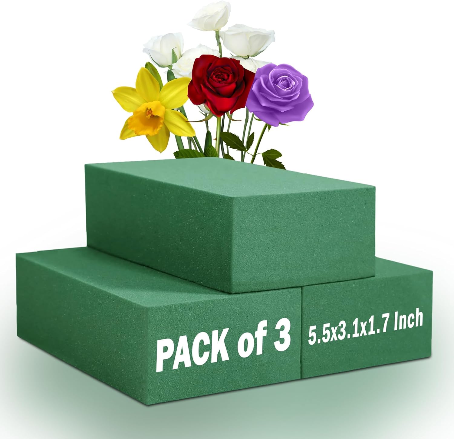 3 PCS Wet Floral Foam Blocks for Fresh Flowers and Decorations