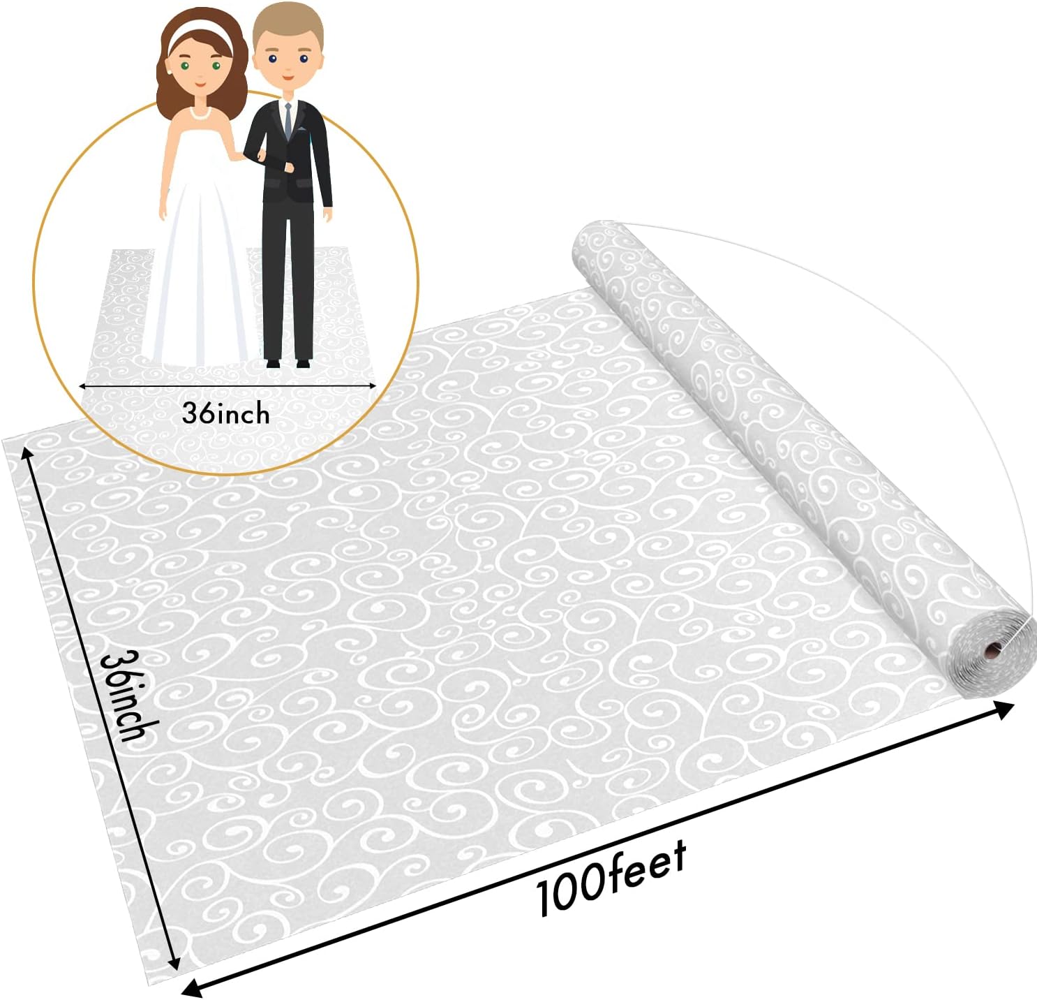 White Wedding Aisle Runner 3x100 Feet with Pull String