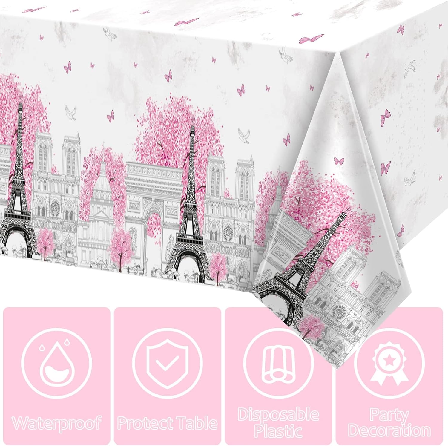 ZOIIWA 3 Piece Paris Eiffel Tower Tablecloths
