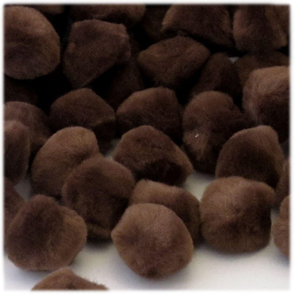 The Crafts Outlet 100-Piece Coffee Brown Pom Poms 38mm