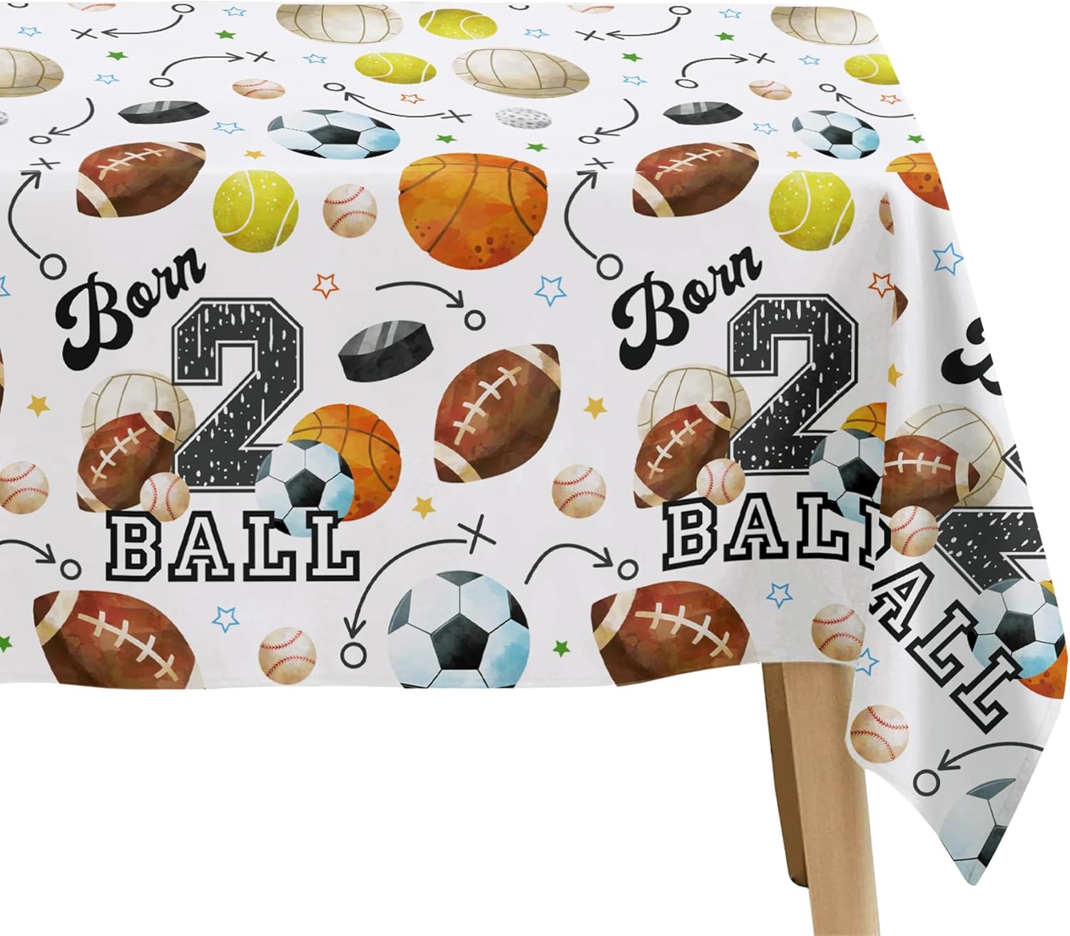 Sports 2nd Birthday Tablecloth Set 3 Pack