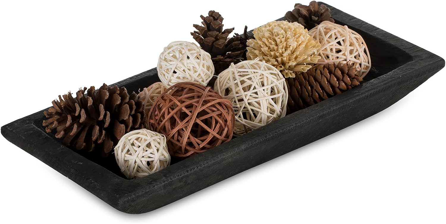 Hanobe Decorative Wood Dough Bowl Black