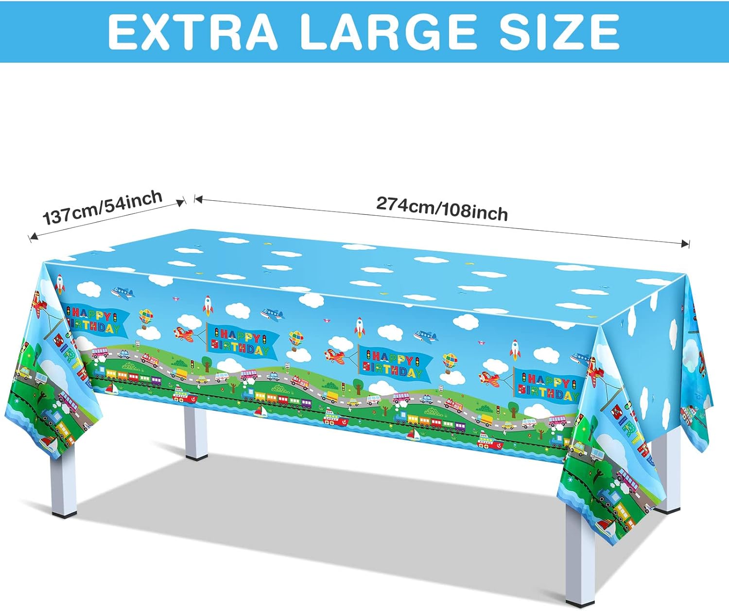 Tegeme 3 Pack Transportation Themed Table Covers