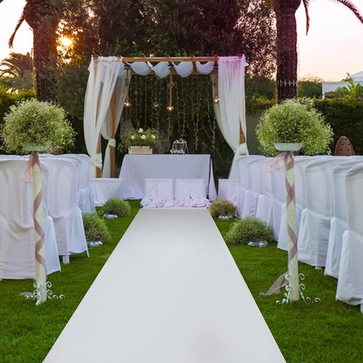 33x33 ft Double Sided Silver Mirror Aisle Runner