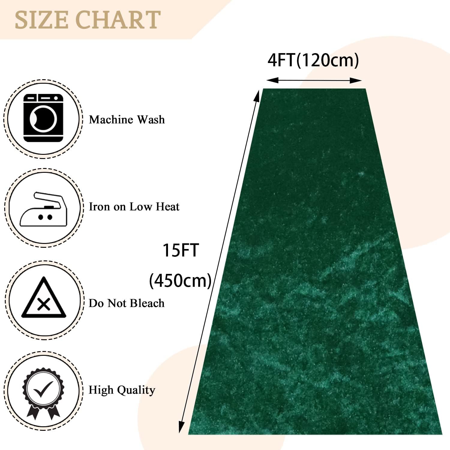 MODFUNS Emerald Green Aisle Runner Rug for Wedding Ceremony 4x15 FT