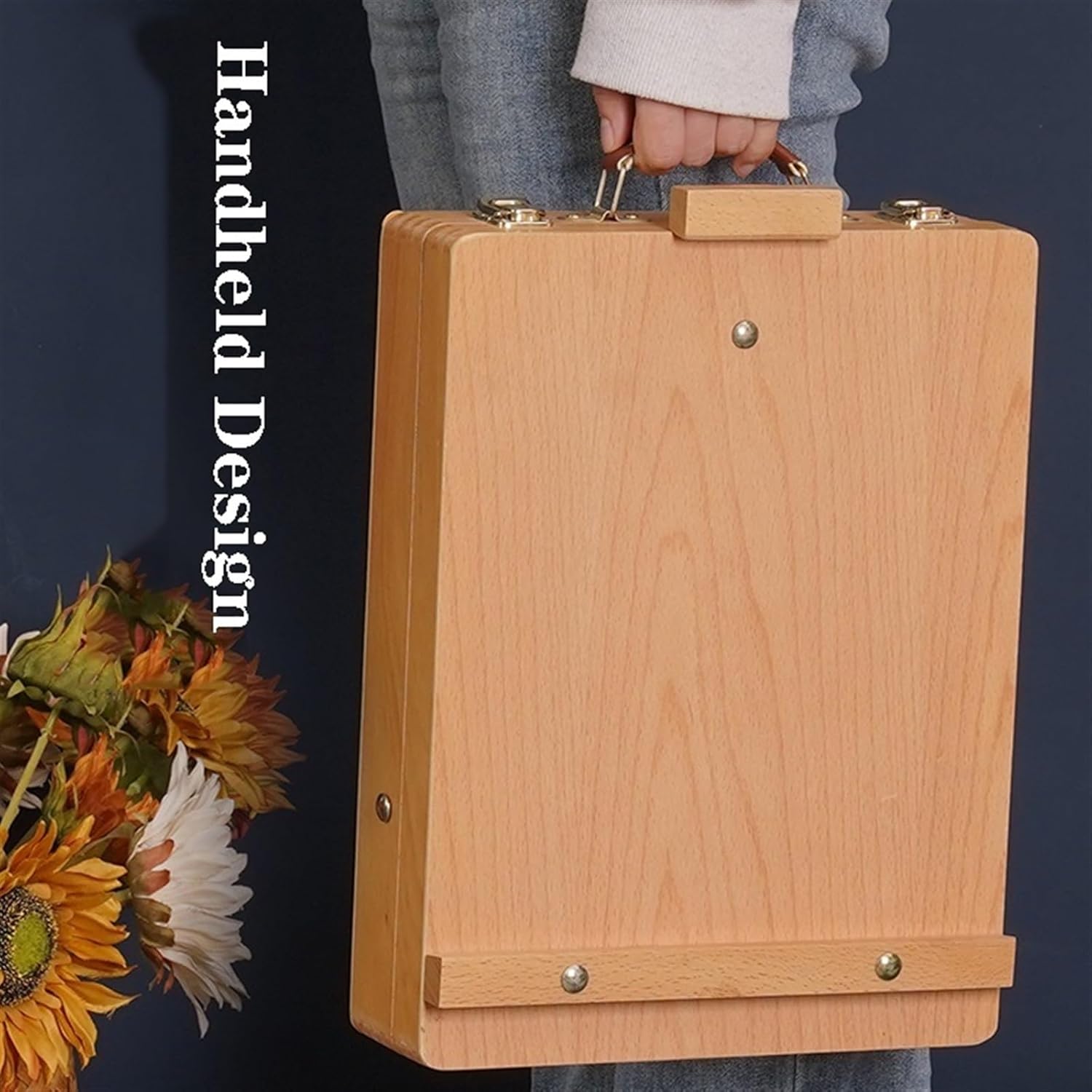 Adjustable Wooden Art Easel Storage Box for Artists and Students