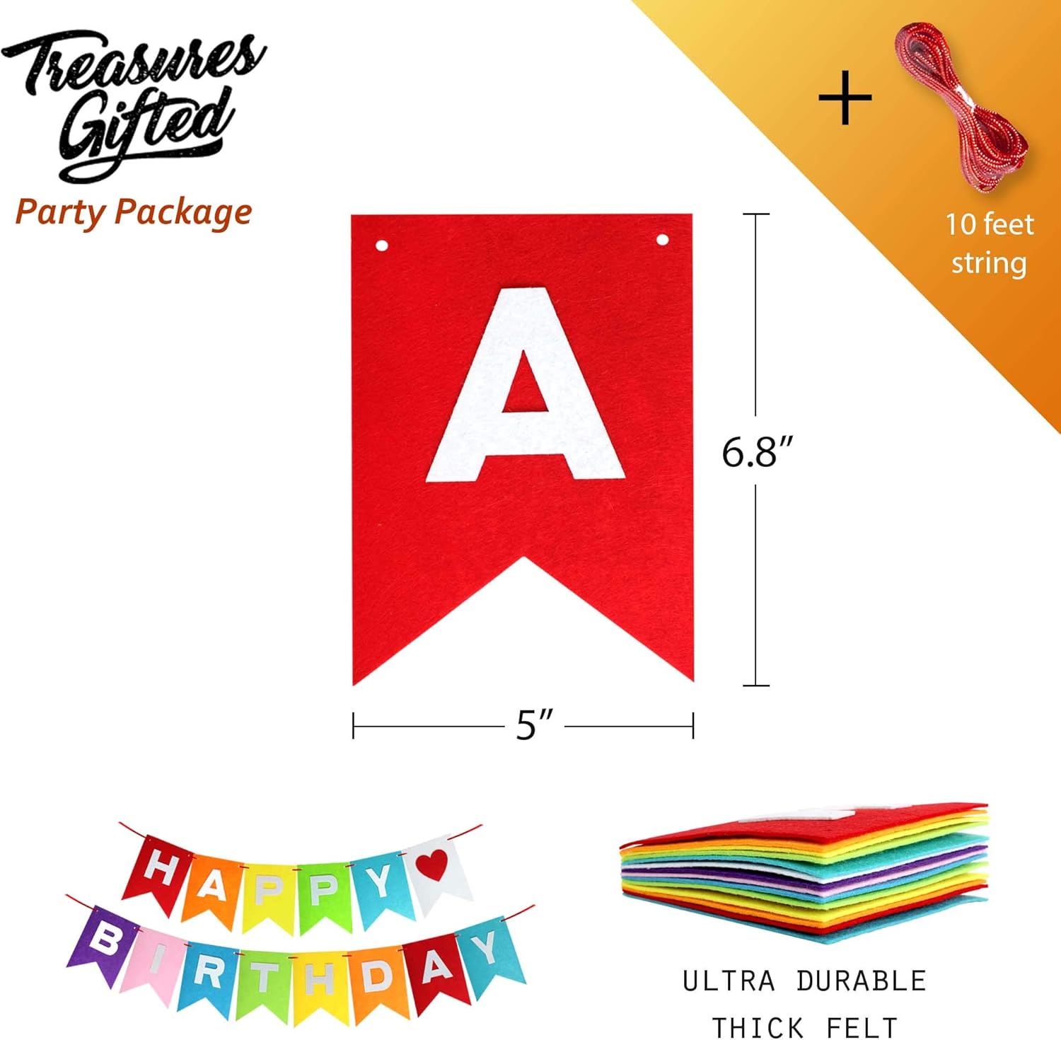 Felt Rainbow Birthday Banner Decor for Kids Party