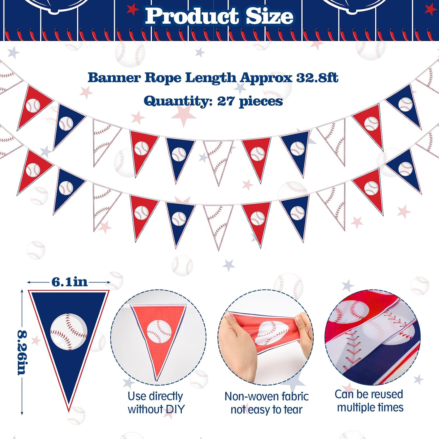 YUNVI 4 Pcs Baseball Party Decor Kit