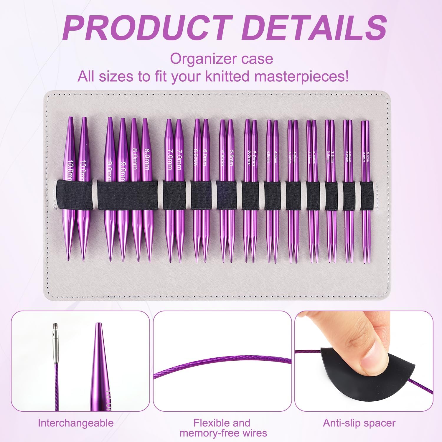 40pcs Interchangeable Circular Knitting Needles Set with Cables and Accessories