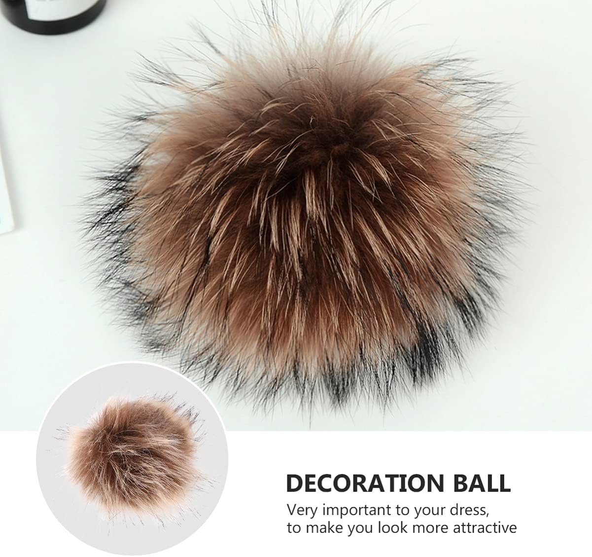 Fluffy Raccoon Faux Fur Ball Hat Decor