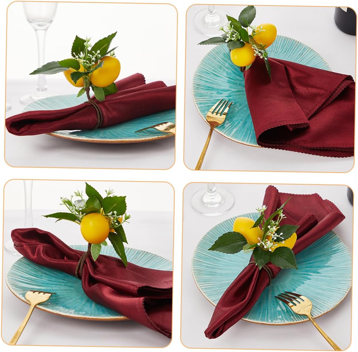 PRETYZOOM Artificial Lemon Napkin Ring Holder Decor