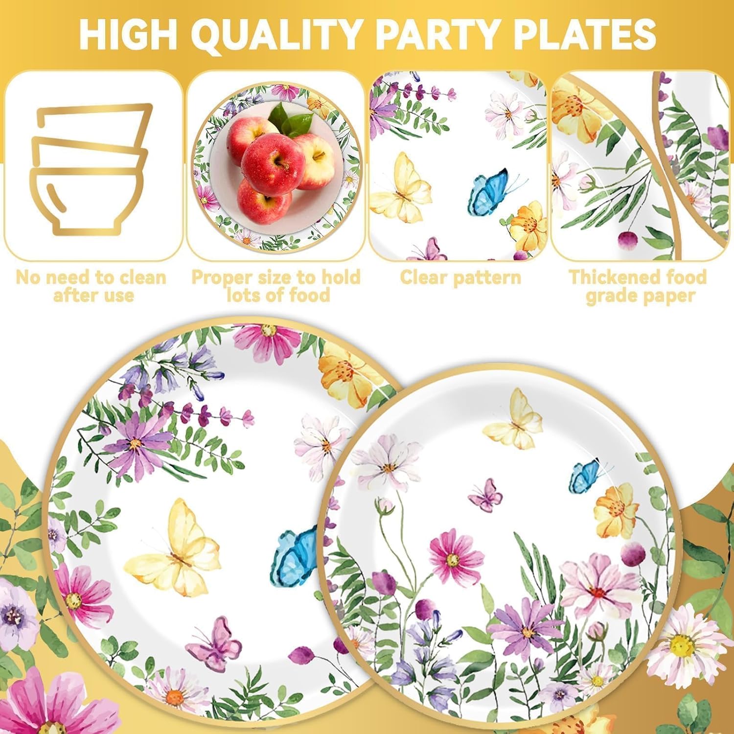 96 Pcs Wildflower Party Decorations for 24 Guests