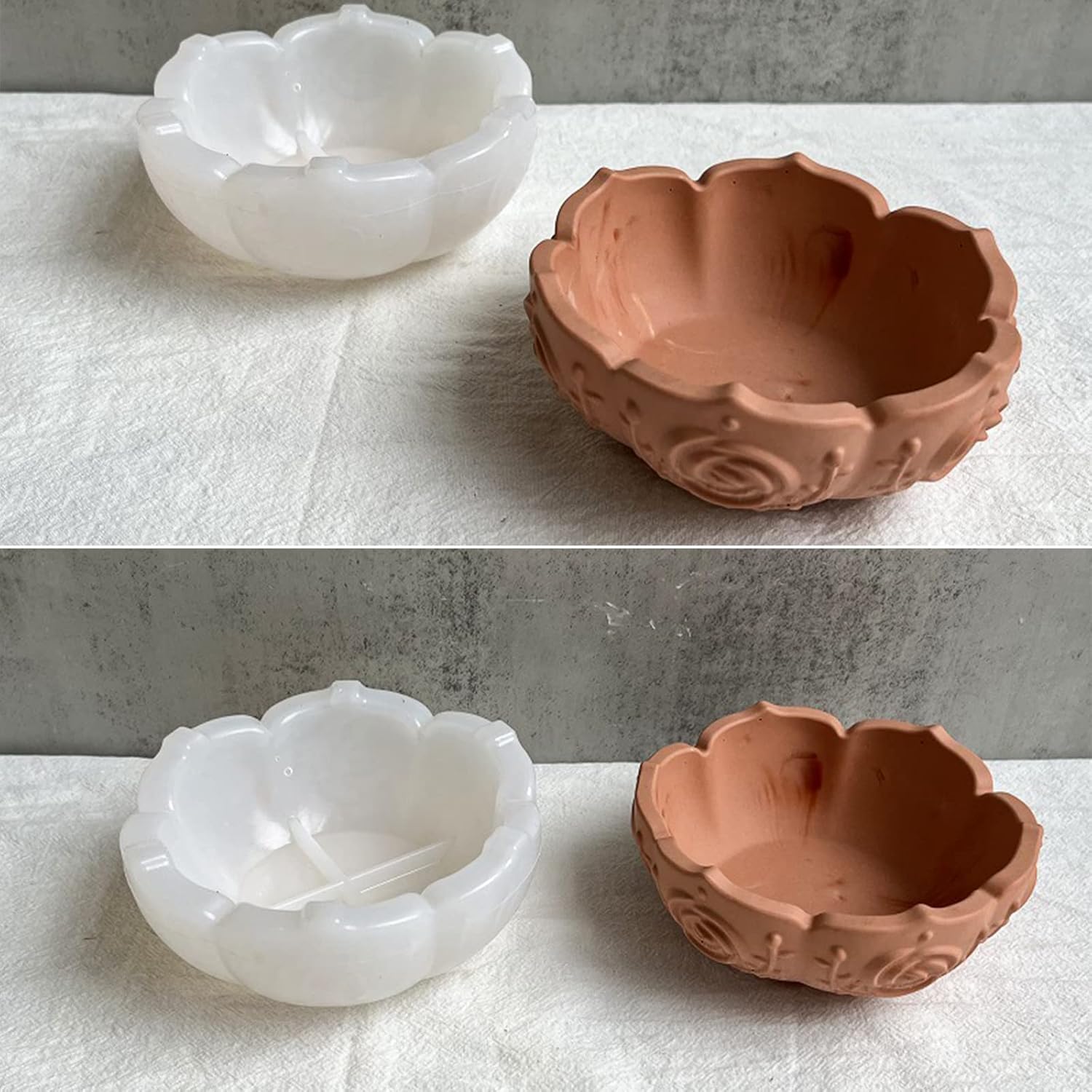 2PCS Flower Tray Resin Mold for DIY Jewelry and Candle Holder