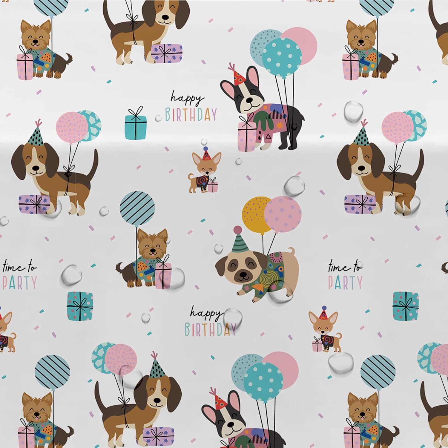 Dog Birthday Decorations Tablecloth Set 3 Pack 86x55in
