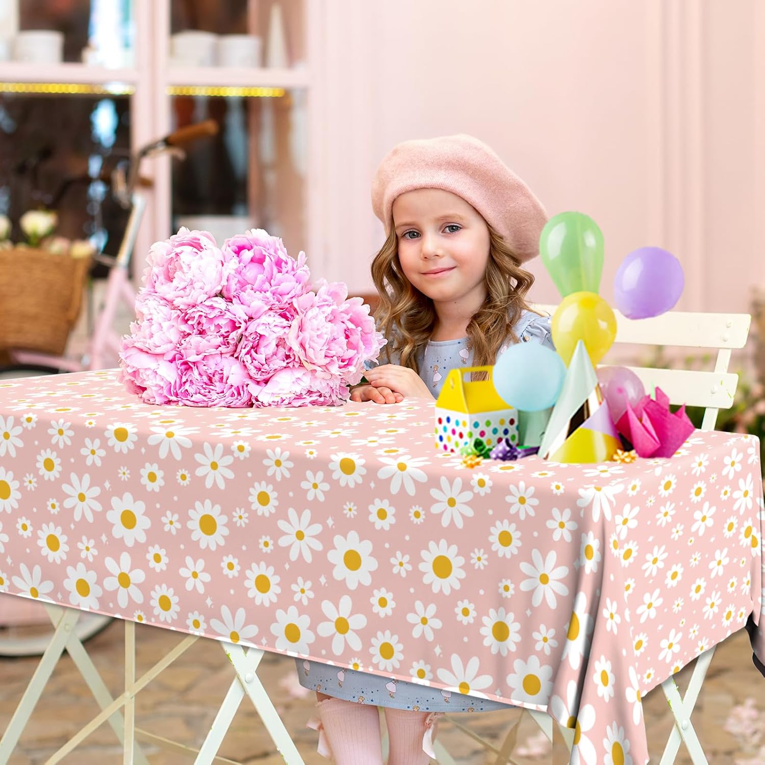 3Pack Daisy Tablecloth - Retro Pink Boho Party Decor