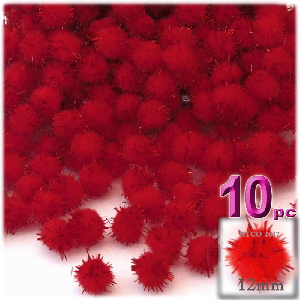 Crafts Outlet Chenille Sparkly Pom Poms Blue Porcupine 12mm 10pc
