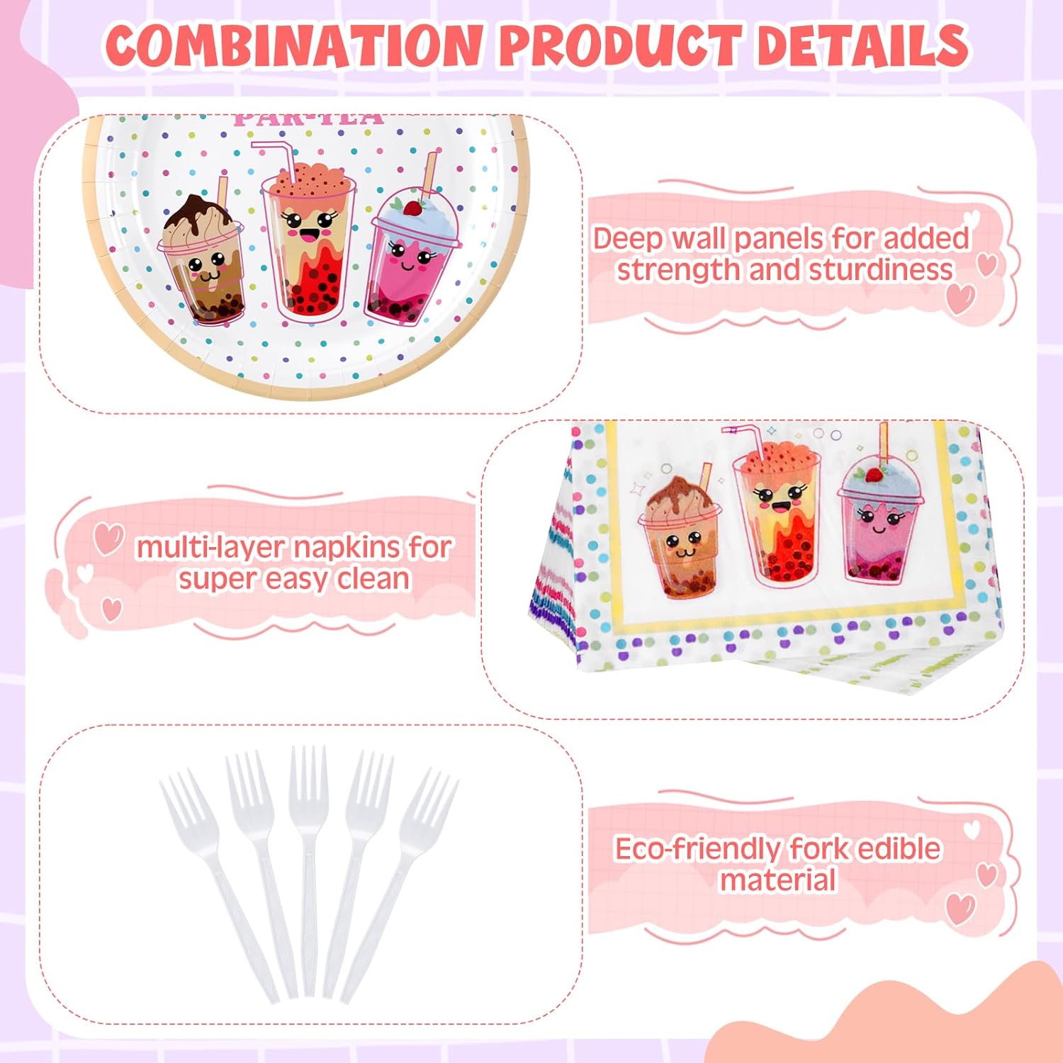 Hoolerry Bubble Tea Party Decorations Set 122 Pcs