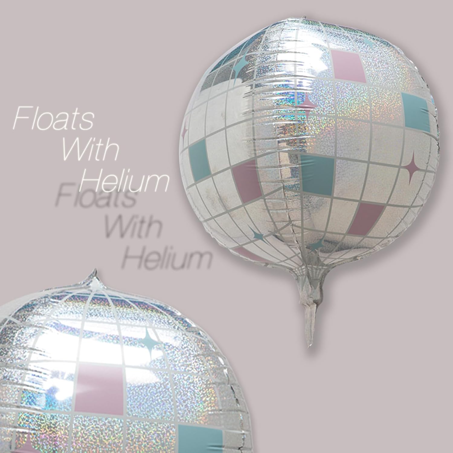 Iridescent Disco Ball Foil Balloons 4D Sparkle for Parties