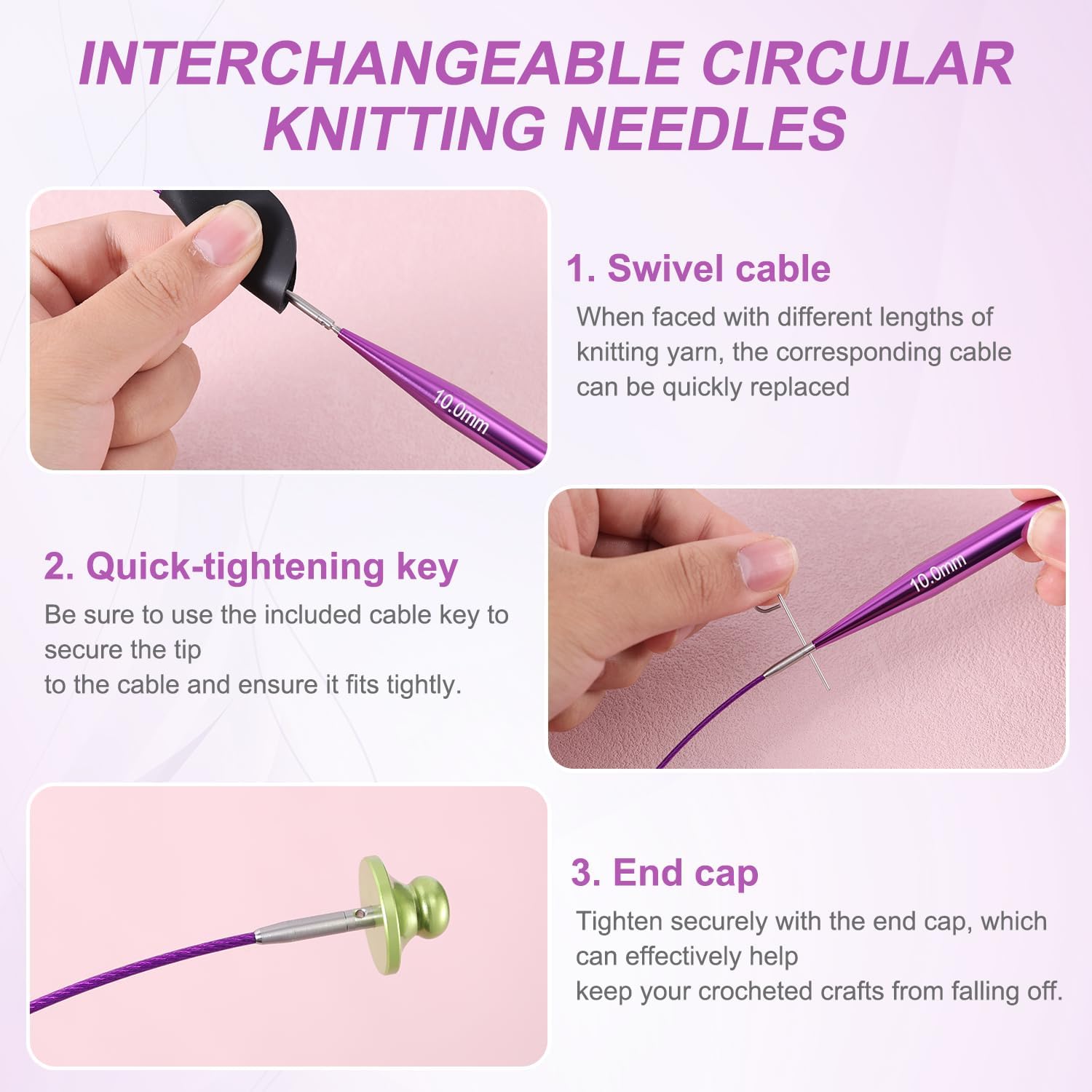 40pcs Interchangeable Circular Knitting Needles Set with Cables and Accessories