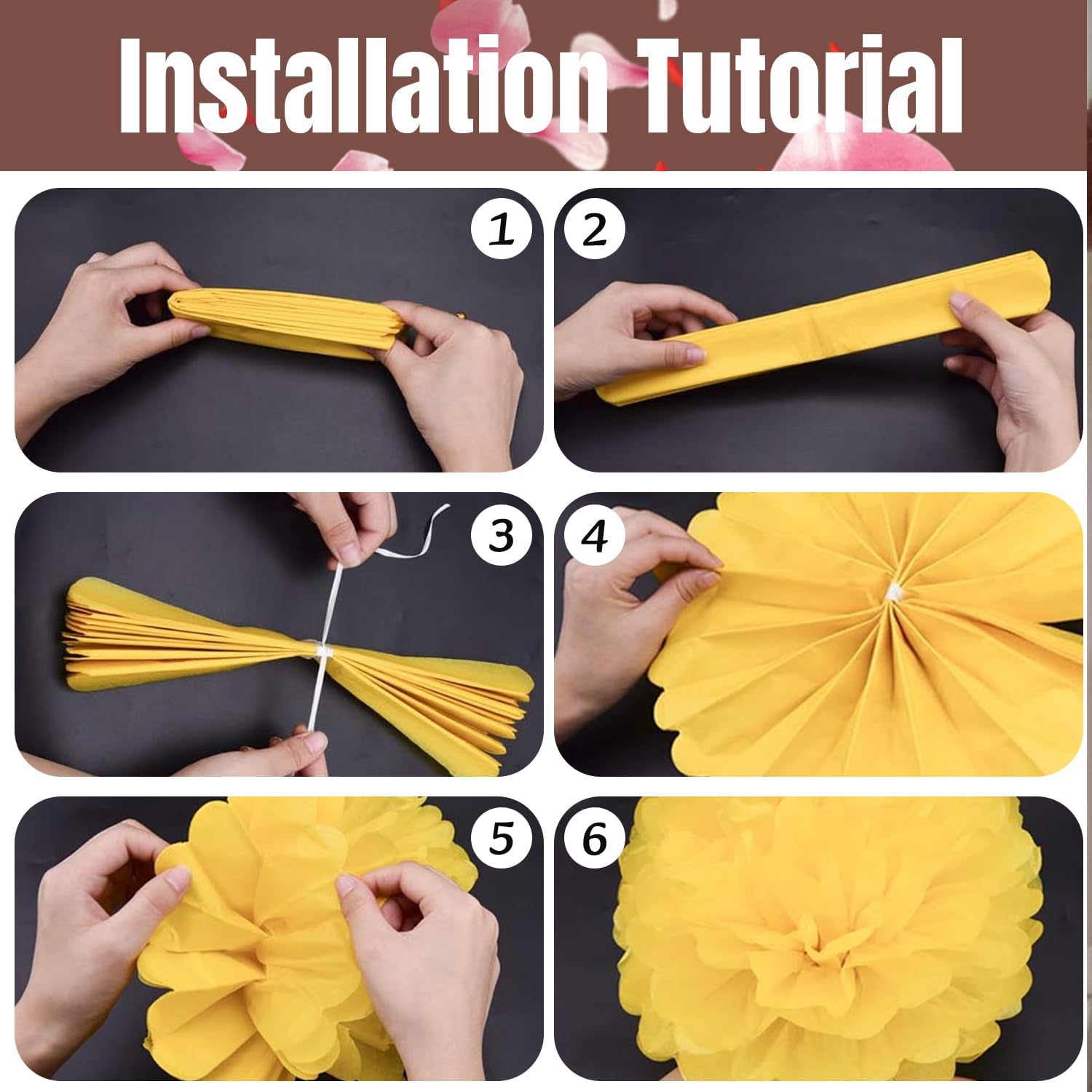 Qimoo 20pcs Coffee Paper Pom Poms Decorations