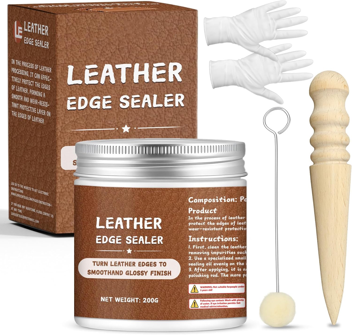 200g Leather Edge Sealer Kit for Smooth Glossy Edges