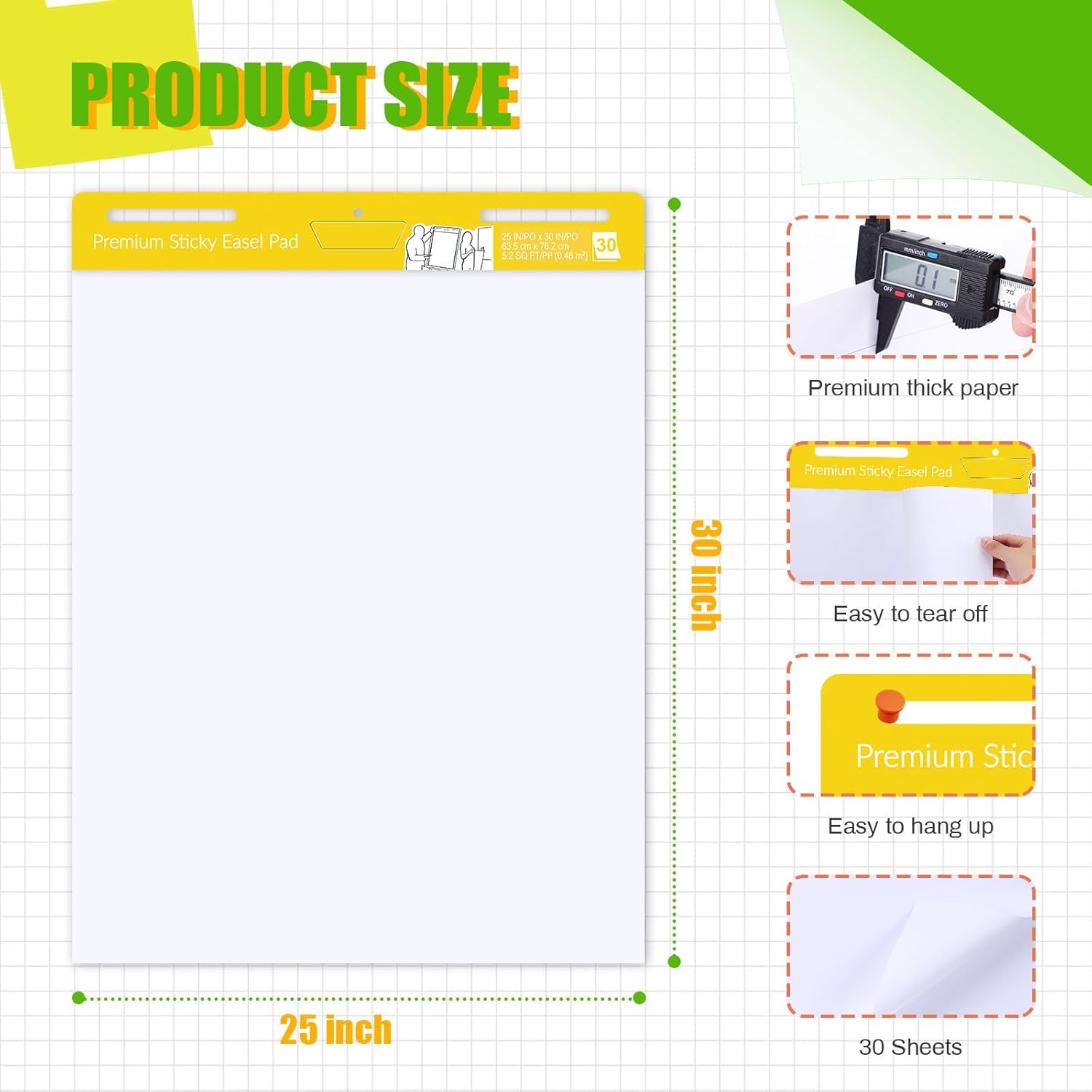 ReliThick 12 Pads Sticky Easel Paper for Teachers